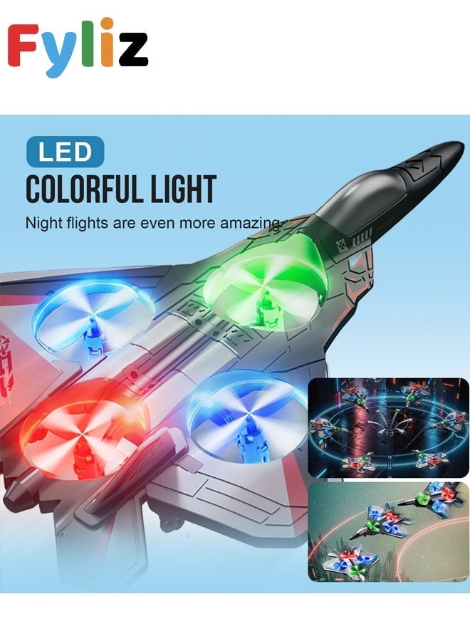 Fyliz RC Plane for Kids, Foam Drone Airplane with Remote Control and LED Lights (Blue) - Image 3